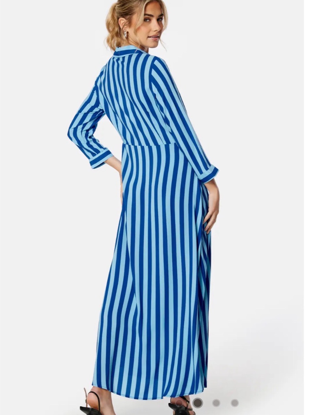 YAS Blue Striped Maxi Shirt Dress - Picture 3 of 9